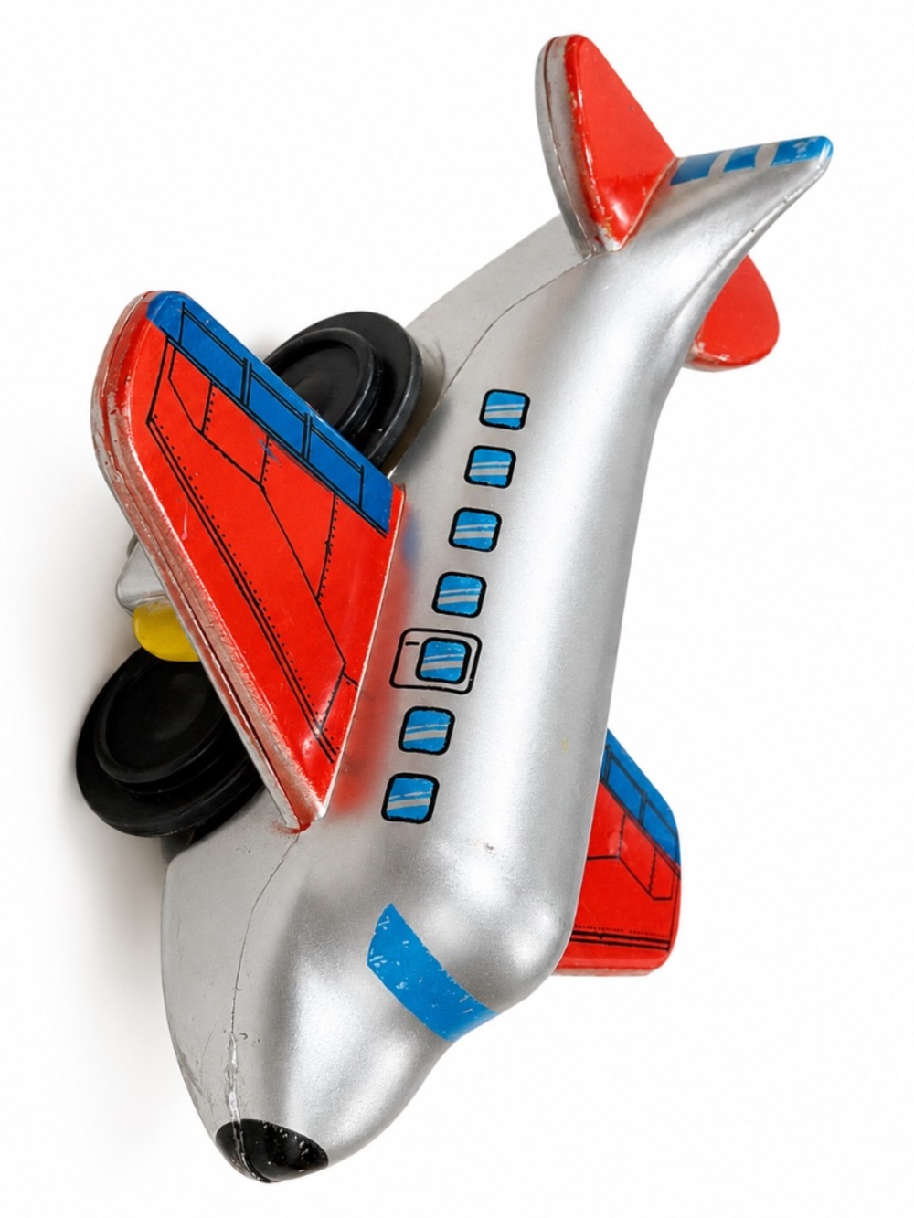 KidKraft 2011 Wooden Toy Airplane Silver Red Blue 4"